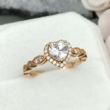 1.4ct Engagement Ring Heart Cut Diamond Halo Design 14k Yellow Gold Finish