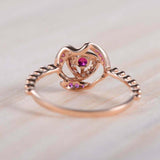 1.5ct Round Cut Pink Ruby Engagement Ring Stylish Halo Beaded 14k Rose Gold Over