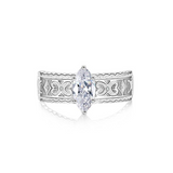 1Ct Marquise Cut Diamond Filigree Solitaire Engagement Ring 14K White Gold Over