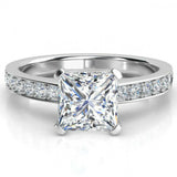 2ct Princess Cut Diamond Channel Set Solitaire Engagement Ring 14k Gold Finish