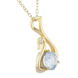 1ct Blue Aquamarine Pendant with Chain Round Cut Swan Design 14k YellowGold Over