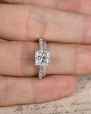 2ct Princess Cut VVS1D Diamond Engagement Ring Bridal Set 14k White Gold Finish