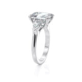 4.41ct Emerald Diamond Engagement Ring Pear Accents Trilogy 14k White Gold Over