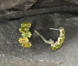 2.5ct Drop Earrings Emerald Cut Green Peridot Geometric Bar 14k WhiteGold Finish