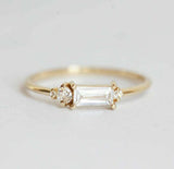 0.7ct Baguette Cut Diamond Engagement Ring 14k Yellow Gold Finish Minimalist