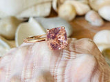 2.1ct Engagement Ring Cushion Cut Pink Sapphire Solitaire 14k White Gold Finish