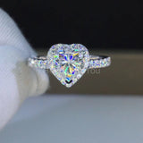 2ct Heart Simulated Diamond Classic Halo Engagement Ring 14k White Gold Plated