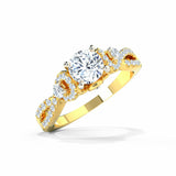 1.6ct Engagement Ring Round Cut Diamond Split Shank Design 14k YellowGold Finish