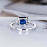 1.5ct Emerald Cut Blue Sapphire Accent with Solitaire Ring 14k White Gold Finish