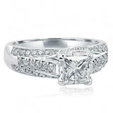 2.5ct Princess Diamond Solitaire Accent Antique Inspired Ring 14k WhiteGold Over