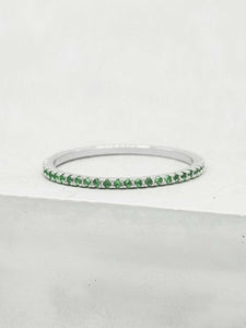 0.5ct Wedding Band Round Cut Green Emerald Full Eternity 14k White Gold Finish