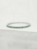 0.5ct Wedding Band Round Cut Green Emerald Full Eternity 14k White Gold Finish