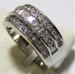 4ct Princess Cut Diamond Wedding Ring Band 14k White Gold Finish Full Eternity