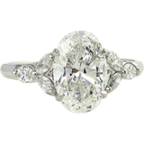 4Ct Oval Cut Diamond Marquise Halo Solitaire Engagement Ring 18K White Gold Over