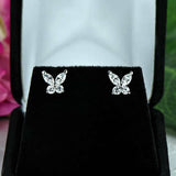 0.6ct Marquise Cut Diamond Butterfly Stud Earrings Women 14k White Gold Finish