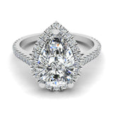 3.8ct Pear Cut Diamond Engagement Ring Accent Solitaire Halo 14k White Gold Over