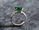 1.2ct Engagement Ring Round Cut Green Emerald Infinity 14k White Gold Finish