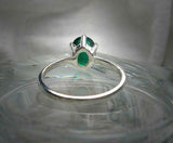 2.2ct Oval Green Emerald 6 Prong Solitaire Engagement Ring 14k White Gold Finish