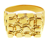 New Mens Nugget Shape Designed Custom Fancy Pinky Ring 14k Yellow Gold Finish