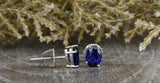 2ct Oval Cut Blue Sapphire Solitaire Women Stud Earrings 14k White Gold Finish