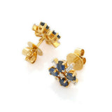 2ct Stud Earrings Oval Cut Blue Sapphire Geometric 14k Yellow Gold Finish