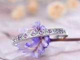 1.5ct Round Cut Purple Amethyst Half Eternity Stackable Band 14k White Gold Over