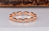 Cluster Eternity Wedding Ring Band 0.7ct Round Cut Diamond 14k Rose Gold Finish