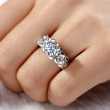 4Ct Round Cut Diamond Three Stone Vintage Engagement Ring 14K White Gold Finish