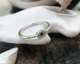 0.1ct Engagement Ring Round Cut Blue Sapphire Evil Eye 14k White Gold Finish