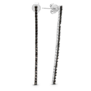 3ct Round Cut Black Diamond Vertical Bar Dangle Earrings 14k White Gold Finish