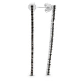 3ct Round Cut Black Diamond Vertical Bar Dangle Earrings 14k White Gold Finish