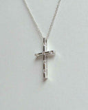 0.5ct Diamond Pendant with Chain Round Cut Brilliant Cross 14k White Gold Finish