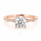 1.5ct Round Cut Diamond Engagement Ring Milgrain Solitaire 14k Rose Gold Finish