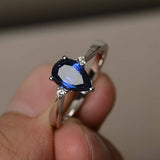 0.75ct Pear Blue Sapphire Promise Wedding Engagement Ring 14k White Gold Finish