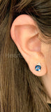 1ct Cushion Cut Simulated Blue Topaz Petite Stud Earrings 14k White Gold Plated