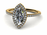 1.3ct Marquise Cut Diamond Accent Halo Solitaire Engagement Ring 14k Gold Finish