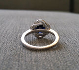 1Ct Round Cut Blue Sapphire Swirl Halo Engagement Ring 14K Rose Gold Finish