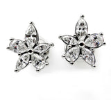 4Ct Marquise Pear Cut Diamond Floral Women Stud Earrings 14K White Gold Finish