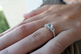 0.7ct Round Cut Blue Aquamarine Engagement Ring 14k White Gold Finish Trilogy