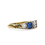 2.5ct Round Cut Alternate Sapphire Diamond Five Stone Band 14k Yellow Gold Over