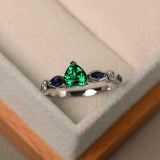 1ct Heart Cut Emerald Engagement Ring Solitaire with Accent 14k White Gold Over