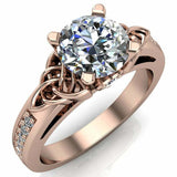 2.5ct Round Diamond Celtic Trinity Solitaire with Accent Ring 14k WhiteGold Over