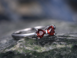 0.5ct Heart Cut Red Garnet Engagement Ring Bow Trendy Design 14k White Gold Over