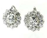 4Ct Round Cut Diamond Floral Halo Drop Earrings For Women 14K White Gold Finish