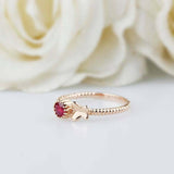 0.5ct Round Pink Ruby Ring Braided Shank Butterfly Solitaire 14k Rose Gold Over