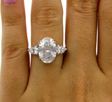 4Ct Oval Cut Diamond Trilogy Engagement Ring 14K White Gold Finish Pear Accents