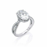 2ct Oval Cut Diamond Engagement Ring Hidden Halo Solitaire 14k White Gold Finish