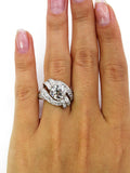 4Ct Round Cut Diamond Art Deco Swirl Twist Cocktail Ring 14K White Gold Finish