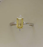 1.35ct Emerald Cut Yellow Sapphire Engagement Ring Solitaire 14k White Gold Over