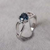 1ct Engagement Ring Heart Cut London Blue Topaz Split Shank 14k White Gold Over